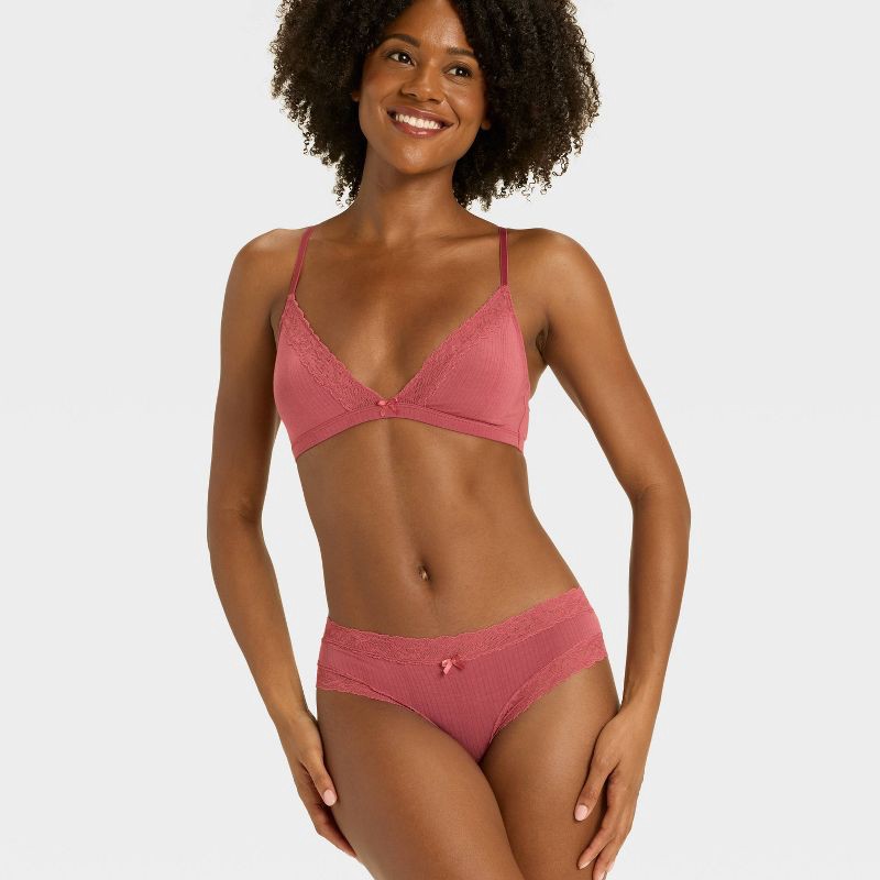 slide 3 of 5, Women's Modal Blend Cheeky Underwear with Lace - Auden™ Rose XS, 1 ct