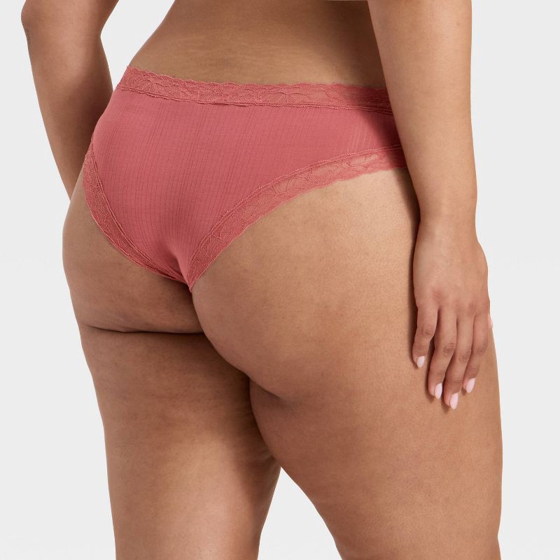slide 5 of 5, Women's Modal Blend Cheeky Underwear with Lace - Auden™ Rose XS, 1 ct