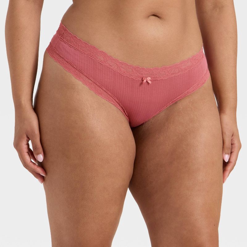 slide 4 of 5, Women's Modal Blend Cheeky Underwear with Lace - Auden™ Rose XL, 1 ct