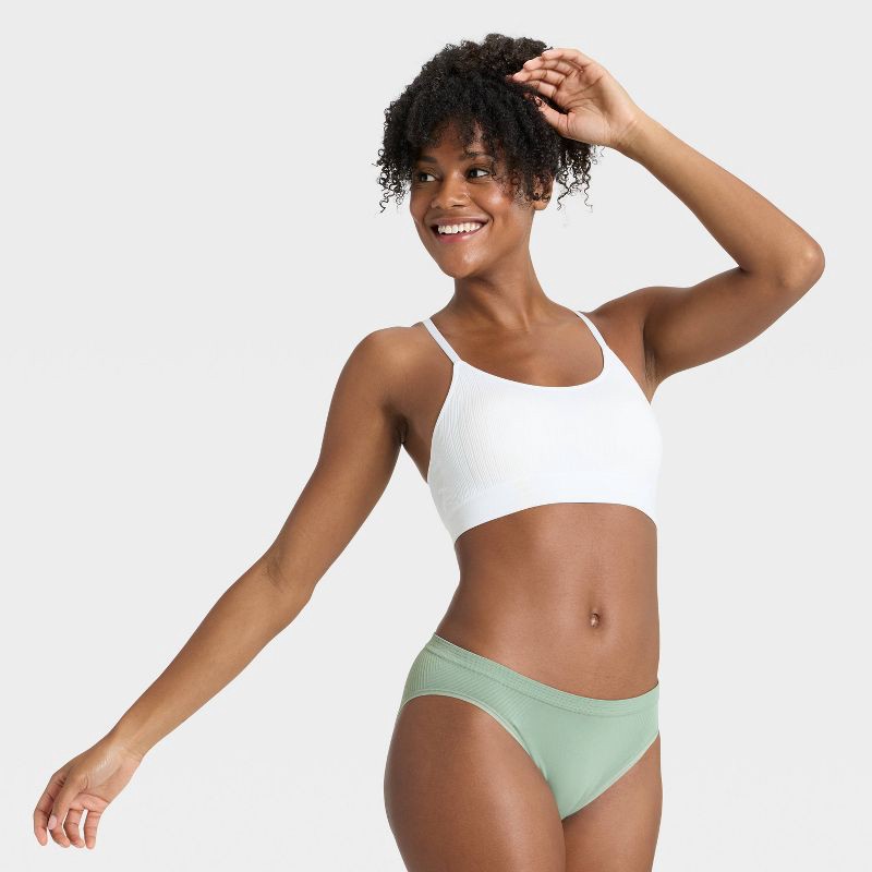 slide 3 of 5, Women's Seamless Bikini Underwear - Auden™ Green XS, 1 ct