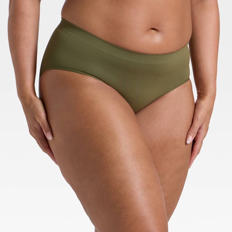 slide 4 of 5, Women's Seamless Hipster Underwear - Auden™ Moss Green L, 1 ct