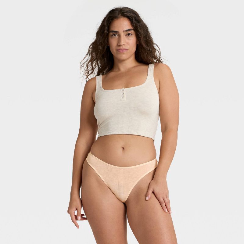slide 3 of 5, Women's Modal Blend Thong Underwear - Auden™ Oatmeal S, 1 ct