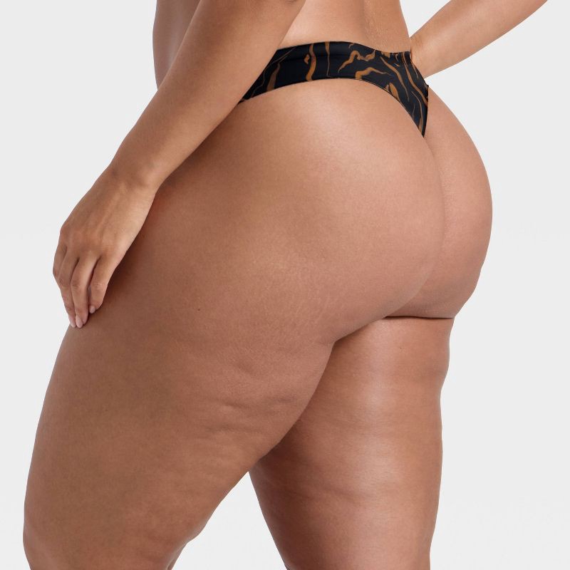 slide 5 of 5, Women's Luxury Collection Bonded Invisible Edge Thong Underwear - Auden™ Black Wave Print M, 1 ct