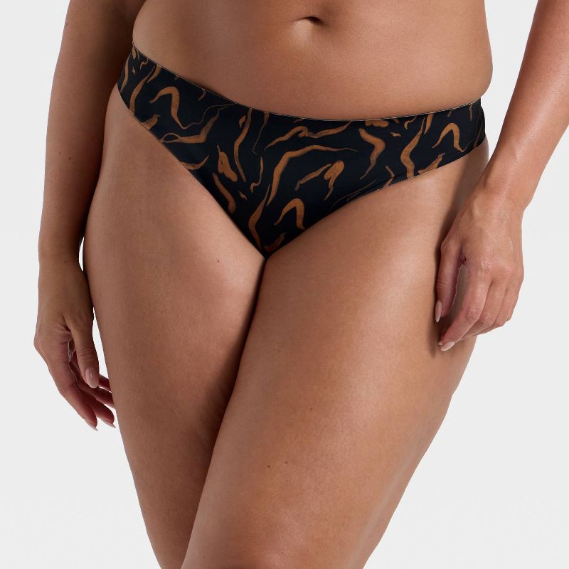 slide 4 of 5, Women's Luxury Collection Bonded Invisible Edge Thong Underwear - Auden™ Black Wave Print XL, 1 ct