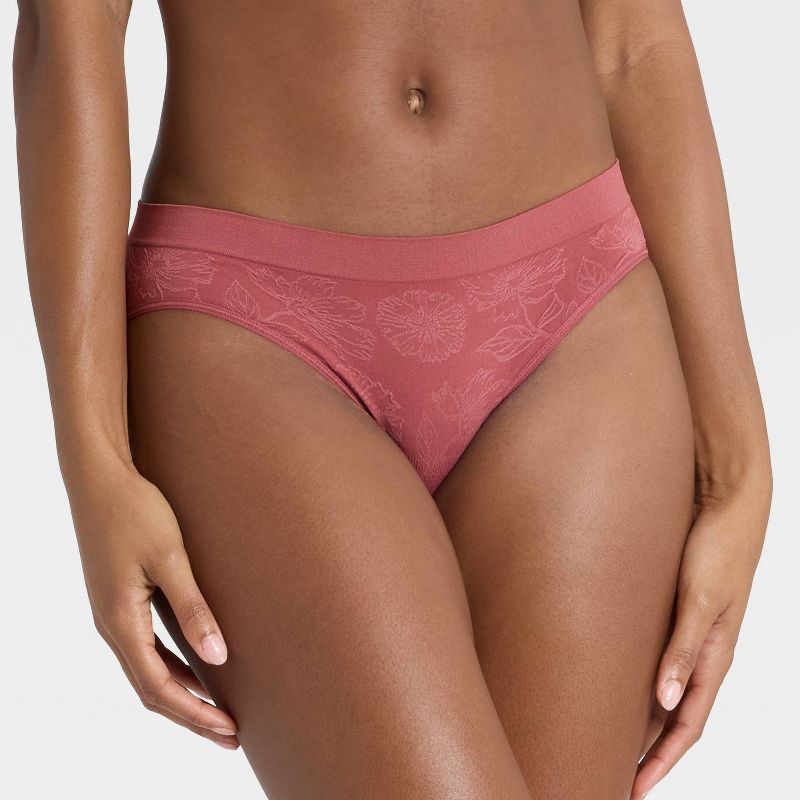 slide 1 of 5, Women's Seamless Bikini Underwear - Auden™ Burgundy XS, 1 ct