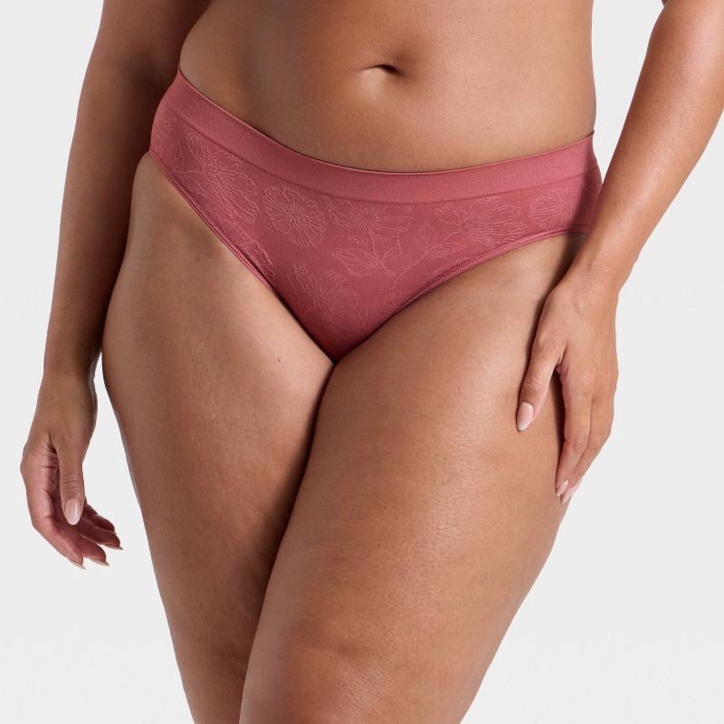 slide 5 of 5, Women's Seamless Bikini Underwear - Auden™ Burgundy S, 1 ct