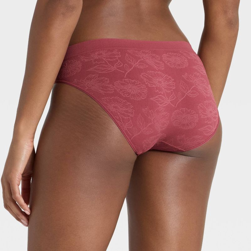 slide 2 of 5, Women's Seamless Bikini Underwear - Auden™ Burgundy M, 1 ct