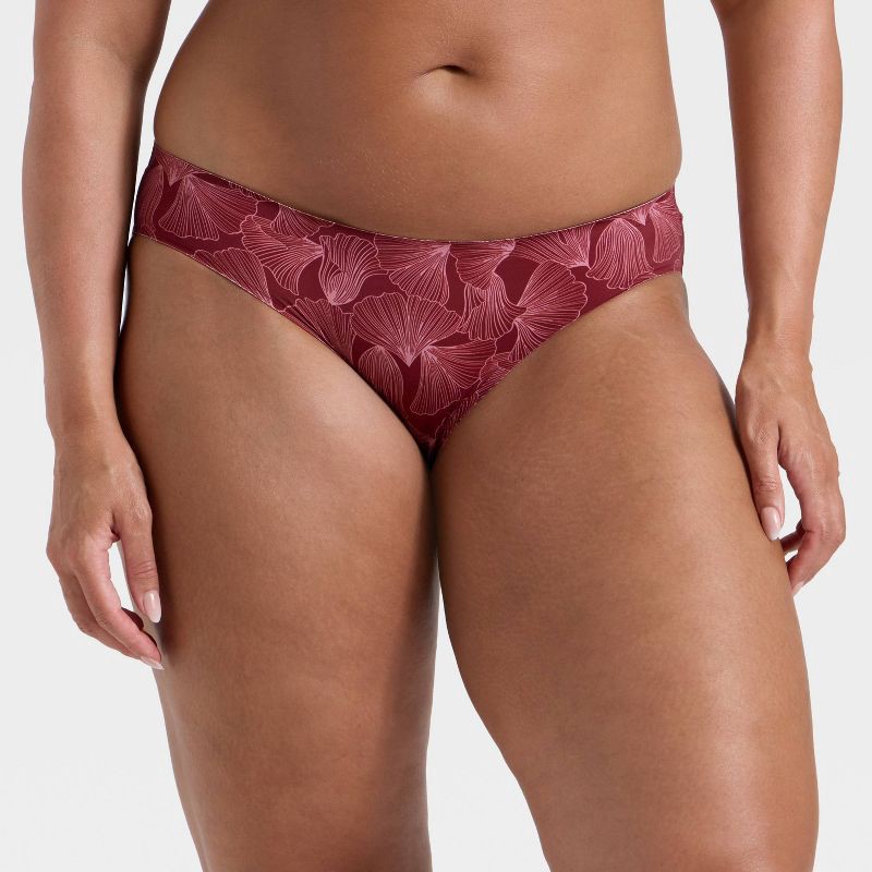 slide 4 of 5, Women's Luxury Collection Bonded Microfiber Bikini Underwear - Auden™ Berry Red Shell Print XS, 1 ct