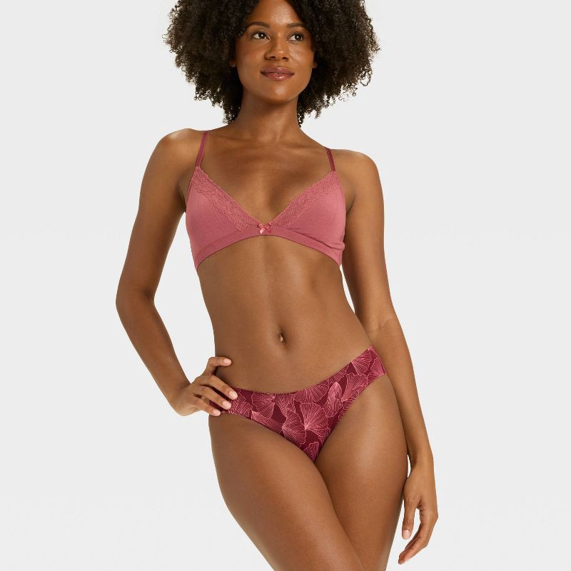 slide 3 of 5, Women's Luxury Collection Bonded Microfiber Bikini Underwear - Auden™ Berry Red Shell Print M, 1 ct