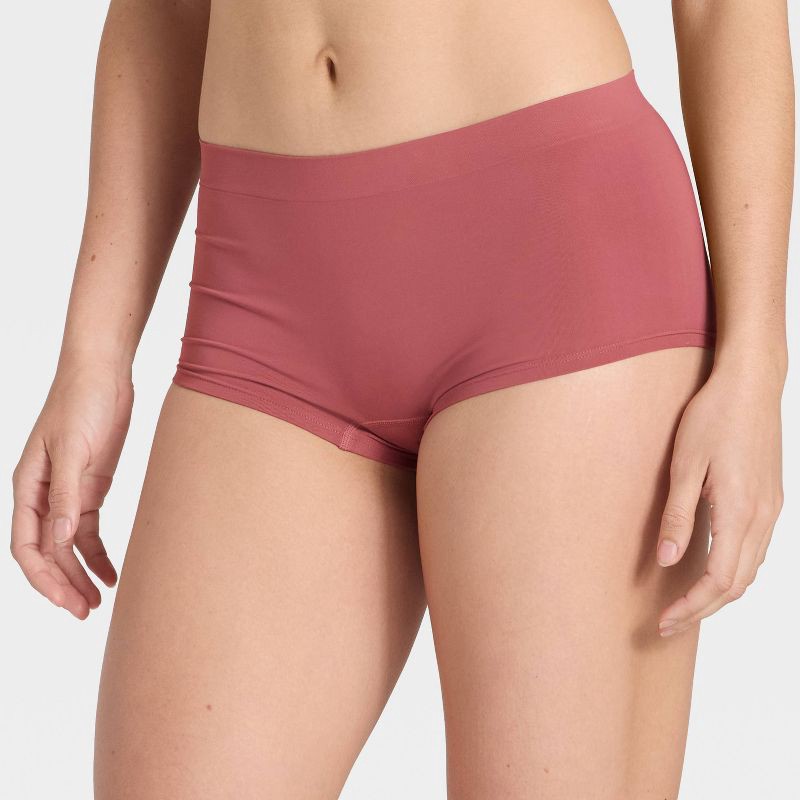 slide 1 of 5, Women's Seamless Boy Shorts Underwear - Auden™ Burgundy XS, 1 ct