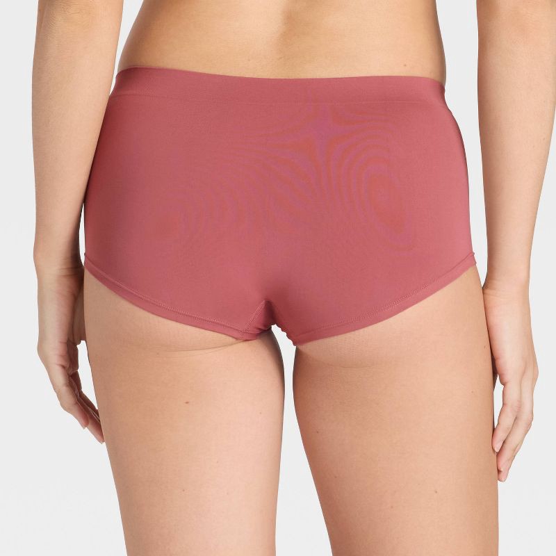 slide 2 of 5, Women's Seamless Boy Shorts Underwear - Auden™ Burgundy S, 1 ct