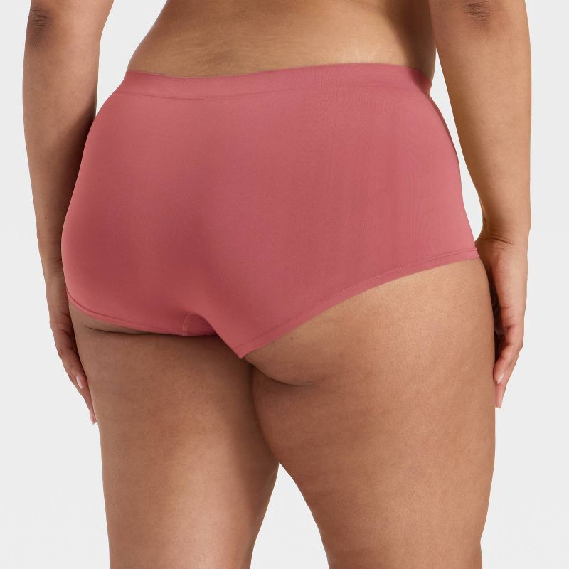 slide 5 of 5, Women's Seamless Boy Shorts Underwear - Auden™ Burgundy XL, 1 ct