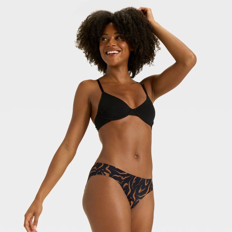 slide 3 of 5, Women's Luxury Collection Bonded Microfiber Bikini Underwear - Auden™ Black Wave Print S, 1 ct
