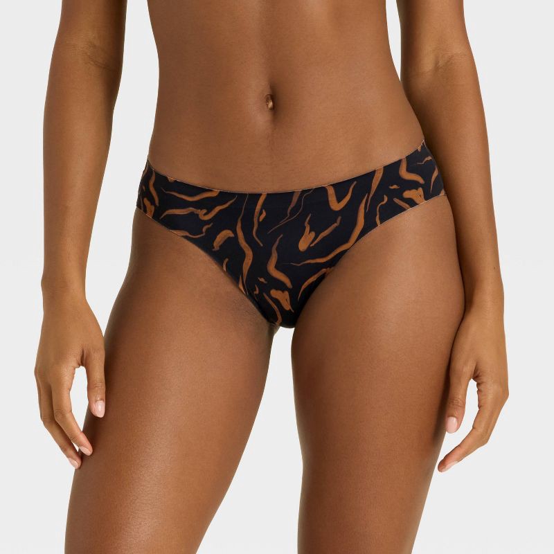 slide 1 of 5, Women's Luxury Collection Bonded Microfiber Bikini Underwear - Auden™ Black Wave Print L, 1 ct