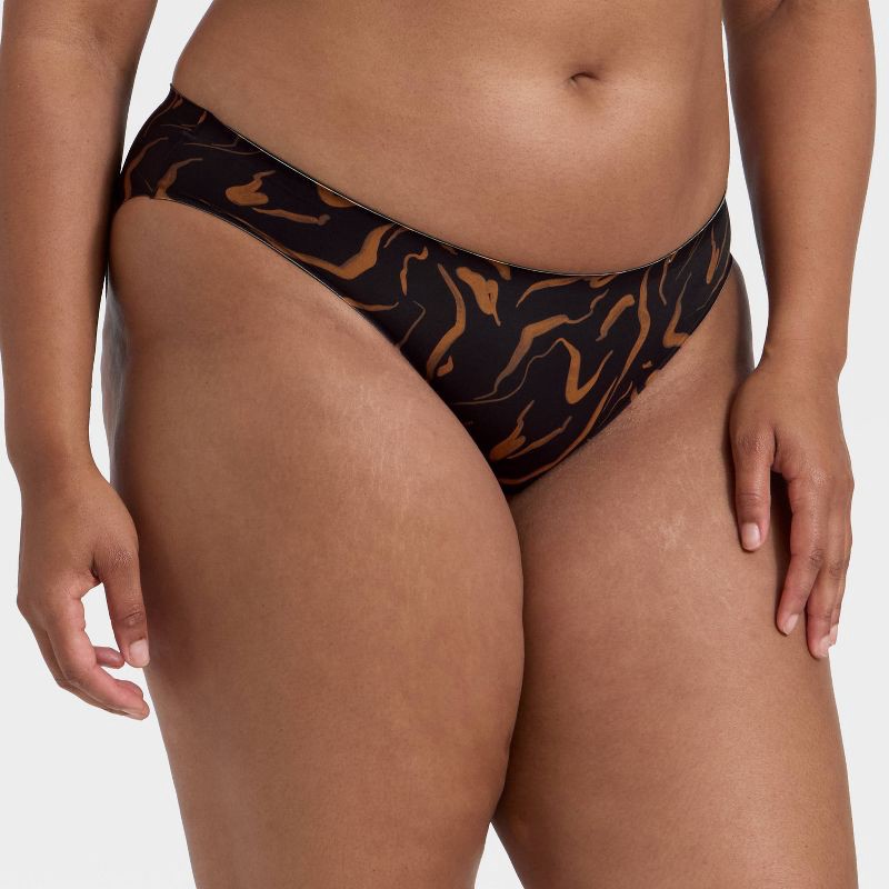 slide 4 of 5, Women's Luxury Collection Bonded Microfiber Bikini Underwear - Auden™ Black Wave Print XL, 1 ct