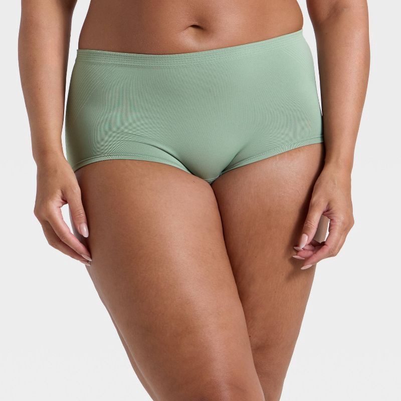 slide 4 of 5, Women's Seamless Boy Shorts Underwear - Auden™ Green M, 1 ct