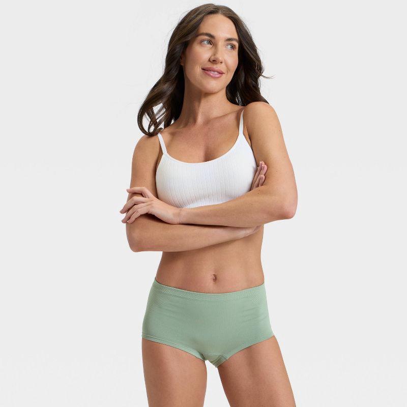 slide 3 of 5, Women's Seamless Boy Shorts Underwear - Auden™ Green L, 1 ct