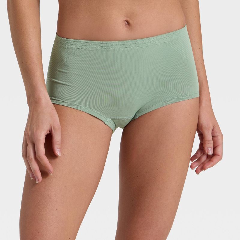 slide 1 of 5, Women's Seamless Boy Shorts Underwear - Auden™ Green L, 1 ct
