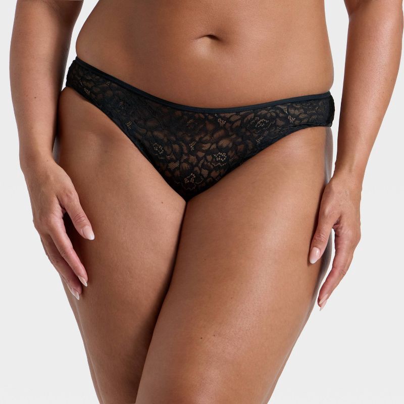 slide 4 of 5, Women's Rose Lace Cheeky Underwear - Auden™ Black XS, 1 ct