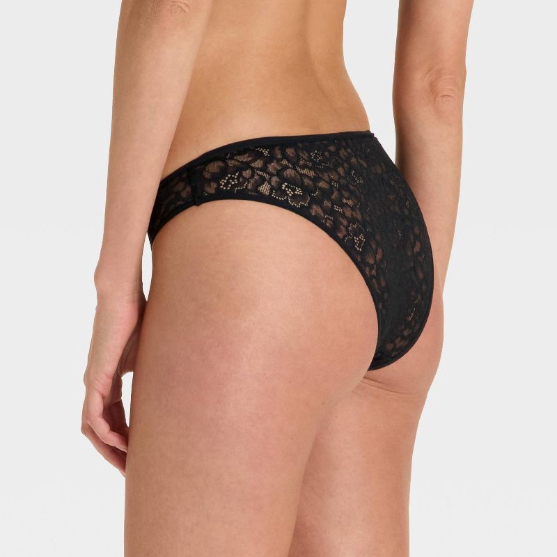 slide 2 of 5, Women's Rose Lace Cheeky Underwear - Auden™ Black M, 1 ct
