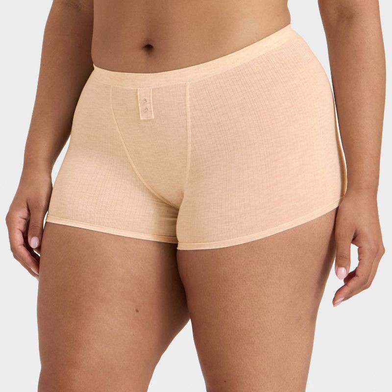 slide 3 of 5, Women's Modal Blend Boy Shorts Underwear - Auden™ Heathered Oatmeal XS, 1 ct