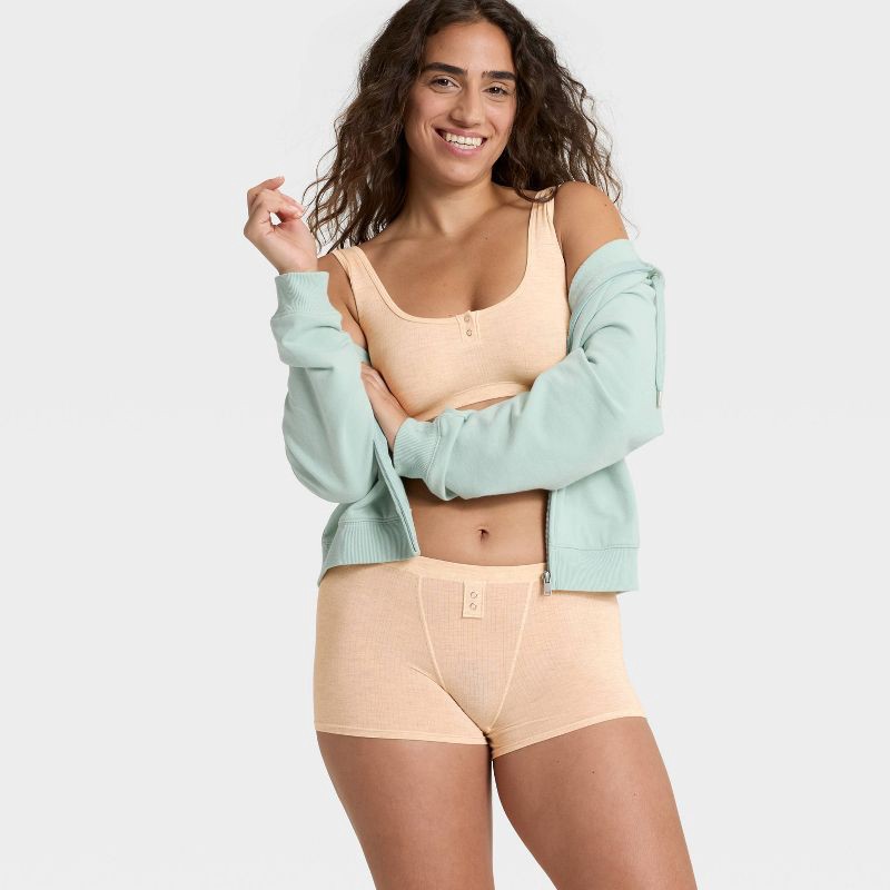 slide 3 of 5, Women's Modal Blend Boy Shorts Underwear - Auden™ Heathered Oatmeal S, 1 ct