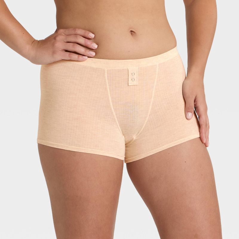 slide 1 of 5, Women's Modal Blend Boy Shorts Underwear - Auden™ Heathered Oatmeal XL, 1 ct