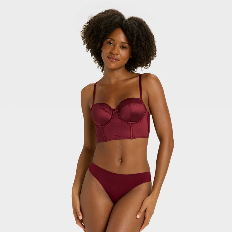 slide 5 of 5, Women's Luxury Collection Bonded Invisible Edge Thong Underwear - Auden™ Berry Red M, 1 ct