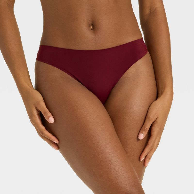 slide 1 of 5, Women's Luxury Collection Bonded Invisible Edge Thong Underwear - Auden™ Berry Red M, 1 ct