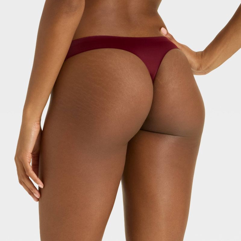 slide 2 of 5, Women's Luxury Collection Bonded Invisible Edge Thong Underwear - Auden™ Berry Red L, 1 ct