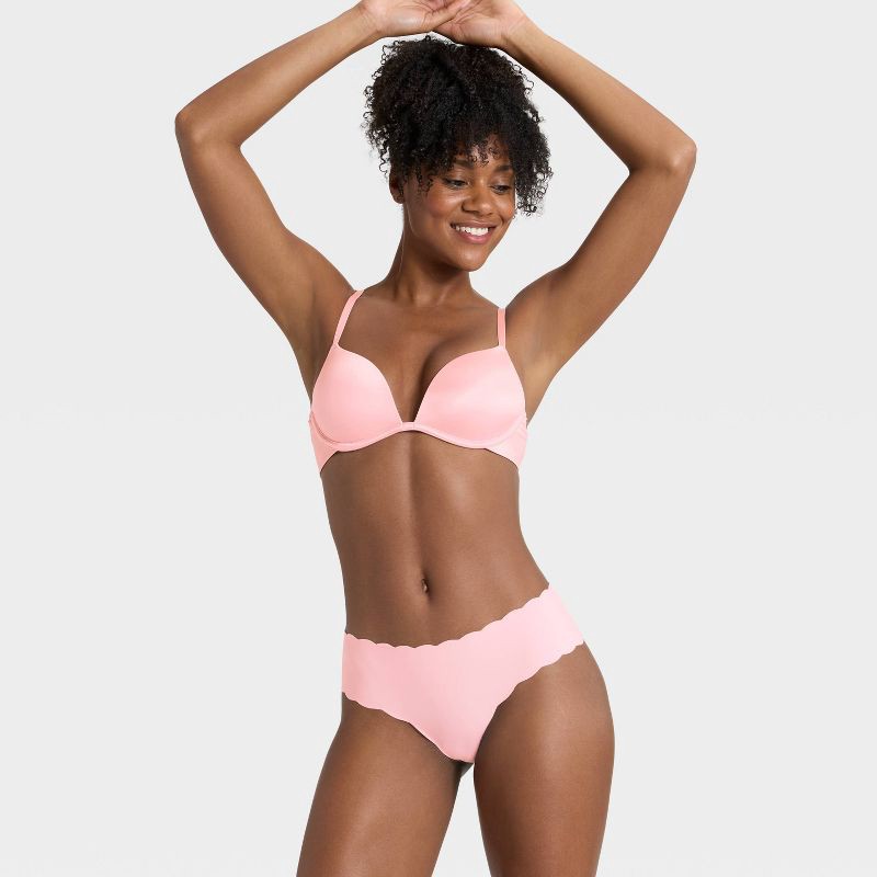 slide 3 of 5, Women's Invisible Edge Scallop Cheeky Underwear - Auden™ Blush S, 1 ct