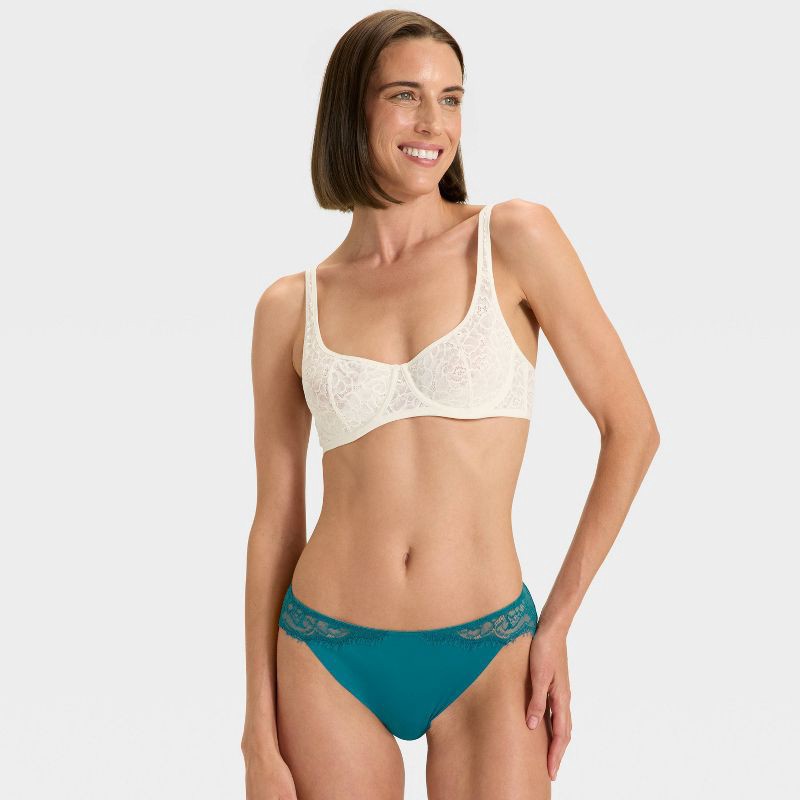 slide 3 of 5, Women's Invisible Edge Lace Cheeky Underwear - Auden™ Teal Blue S, 1 ct