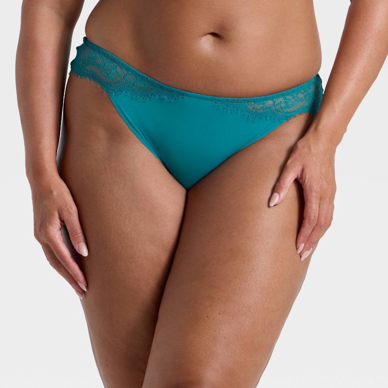 slide 4 of 5, Women's Invisible Edge Lace Cheeky Underwear - Auden™ Teal Blue S, 1 ct