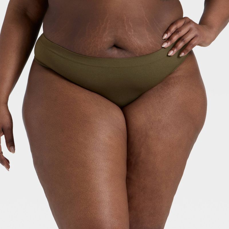 slide 1 of 3, Women's Seamless Thong Underwear - Auden™ Moss Green 1X, 1 ct