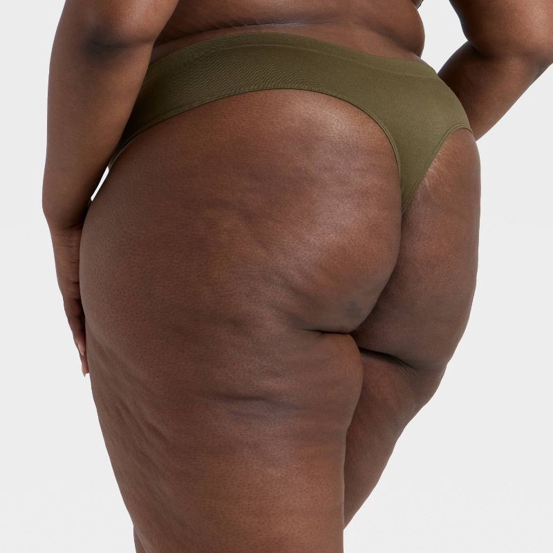 slide 2 of 3, Women's Seamless Thong Underwear - Auden™ Moss Green 2X, 1 ct