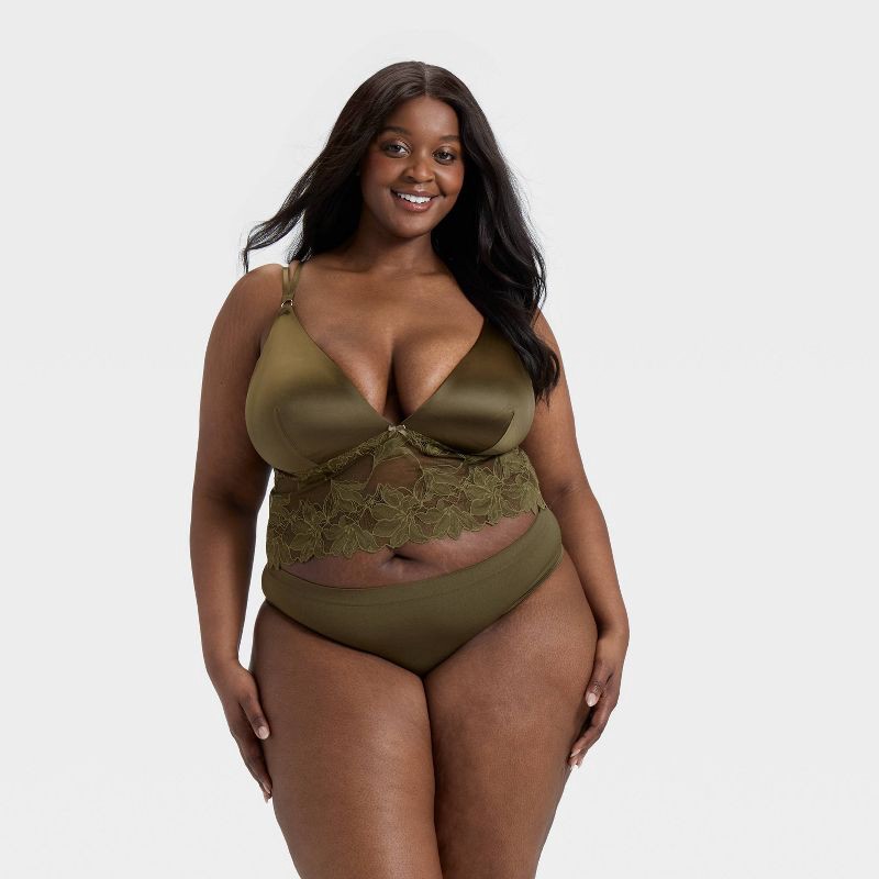 slide 3 of 3, Women's Seamless Thong Underwear - Auden™ Moss Green 3X, 1 ct