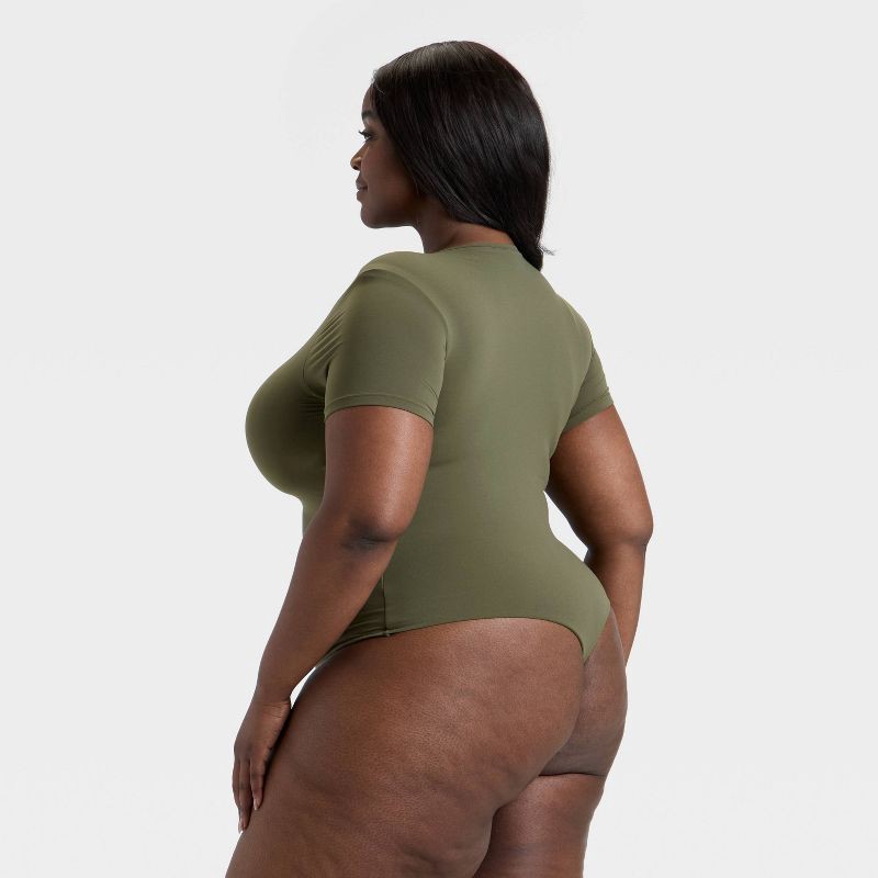 slide 2 of 3, Women's Luxury Collection 4-Way Stretch Short Sleeve Bodysuit - Auden™ Moss Green XXL, 1 ct