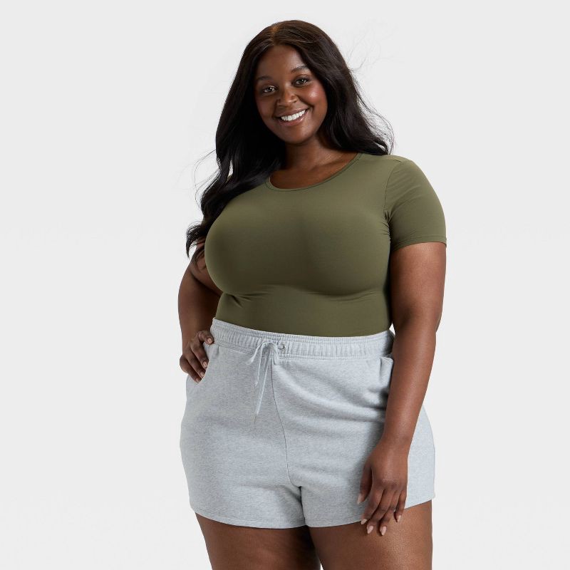 slide 3 of 3, Women's Luxury Collection 4-Way Stretch Short Sleeve Bodysuit - Auden™ Moss Green XXL, 1 ct