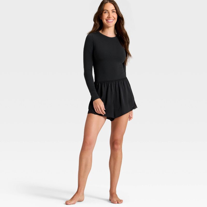 slide 3 of 5, Women's Luxury Collection Luxe Stretch Long Sleeve Bodysuit - Auden™ Black M, 1 ct