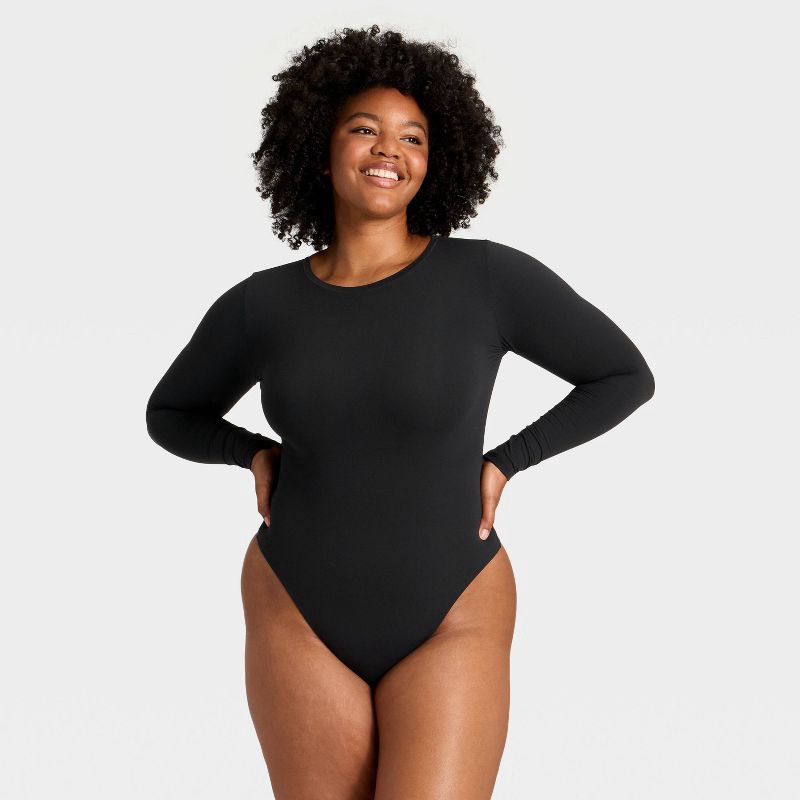 slide 4 of 5, Women's Luxury Collection Luxe Stretch Long Sleeve Bodysuit - Auden™ Black M, 1 ct