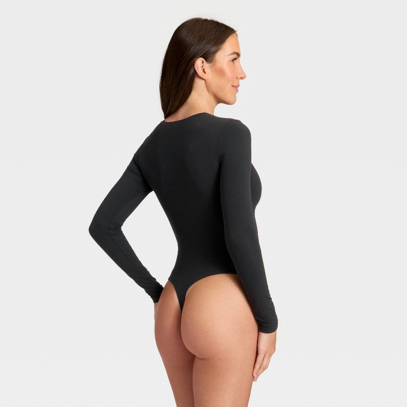 slide 2 of 5, Women's Luxury Collection Luxe Stretch Long Sleeve Bodysuit - Auden™ Black L, 1 ct