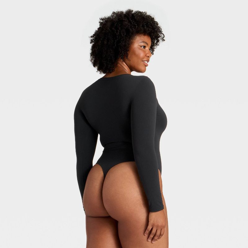 slide 5 of 5, Women's Luxury Collection Luxe Stretch Long Sleeve Bodysuit - Auden™ Black L, 1 ct