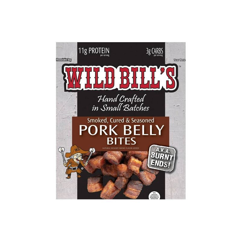 slide 1 of 3, Wild Bill's Jerky Original Pork Belly Bites - 3oz, 3 oz