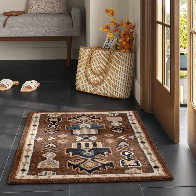 slide 2 of 4, 2'x3' Wool Tufted Accent Rug Brown - Threshold™, 1 ct