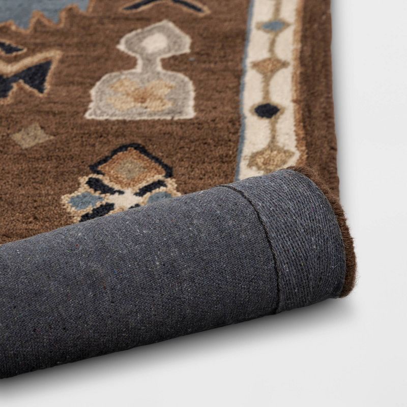 slide 4 of 4, 2'4"x7' Wool Tufted Runner Rug Brown - Threshold™, 1 ct