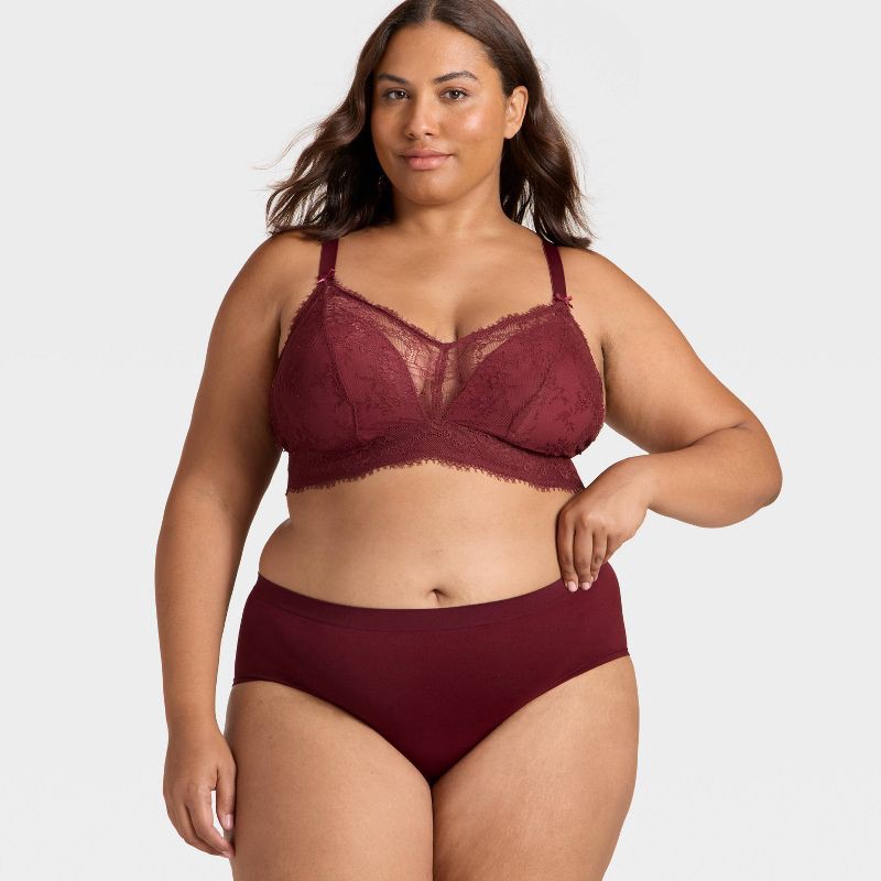 slide 2 of 3, Women's Lace Removeable Pad Bralette - Auden™ Berry Red XXL, 1 ct