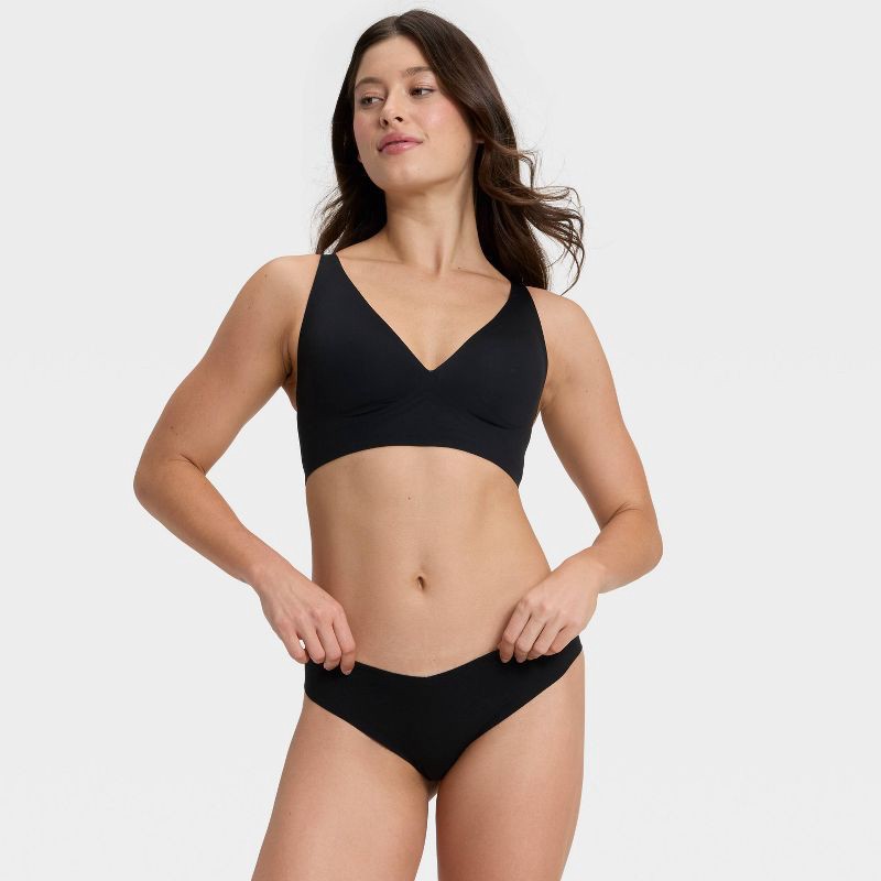 slide 3 of 6, Women's Luxury Collection Removeable Pad Longline Plunge Bralette - Auden™ Black S, 1 ct