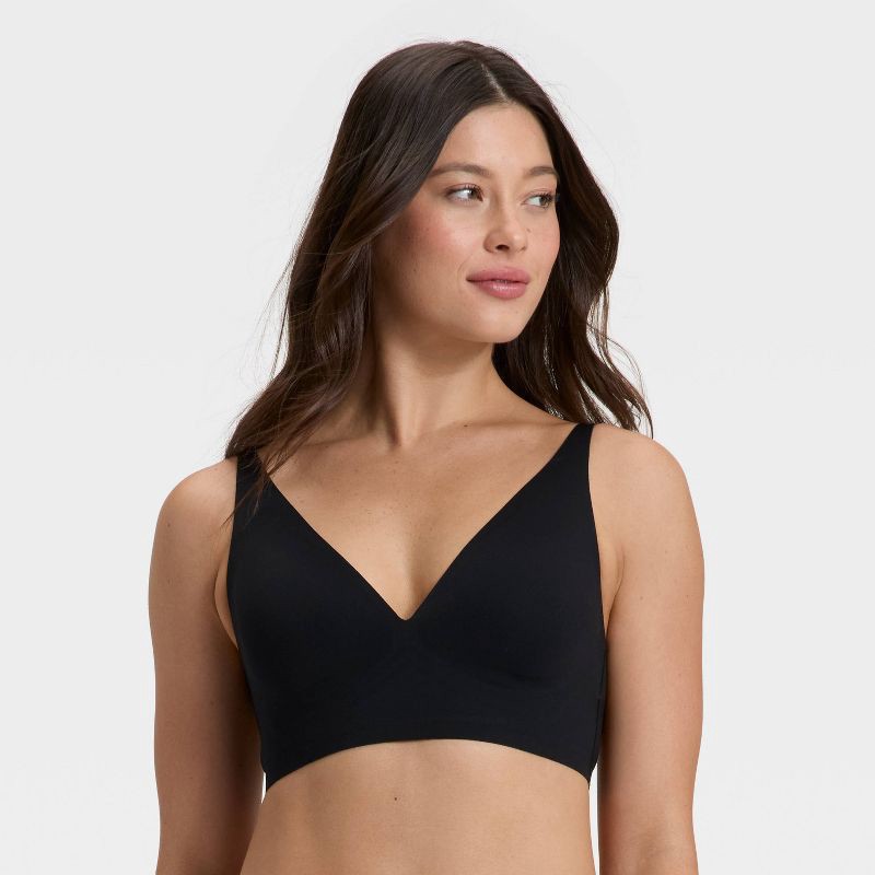 slide 1 of 6, Women's Luxury Collection Removeable Pad Longline Plunge Bralette - Auden™ Black L, 1 ct