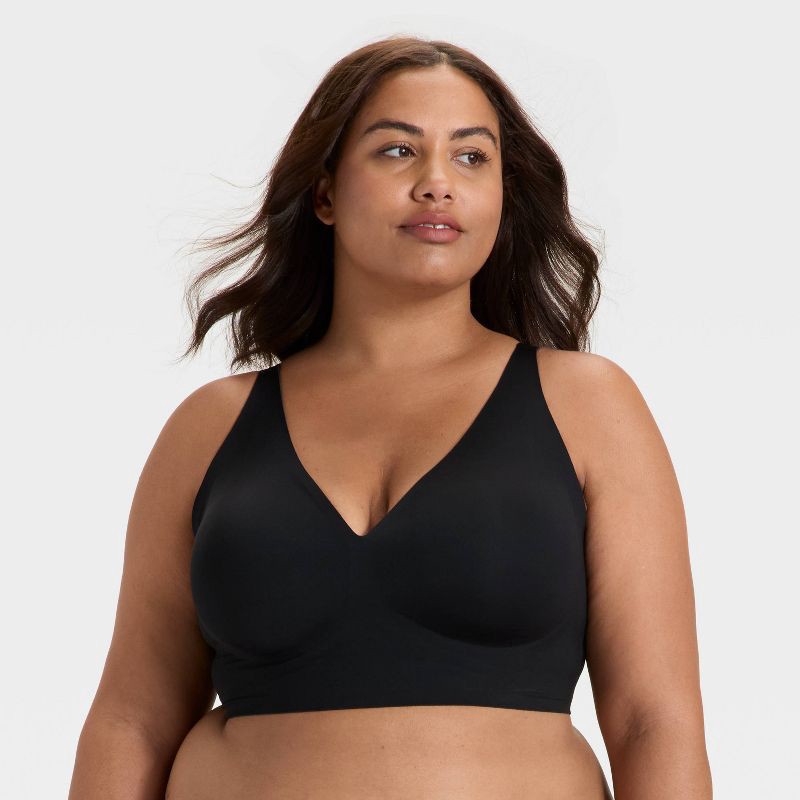 slide 1 of 4, Women's Luxury Collection Removeable Pad Longline Plunge Bralette - Auden™ Black XXL, 1 ct