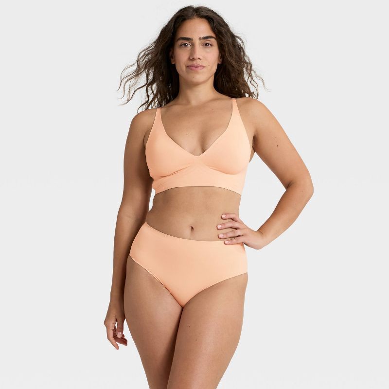 slide 3 of 6, Women's Luxury Collection Removeable Pad Longline Plunge Bralette - Auden™ Pearl Tan M, 1 ct